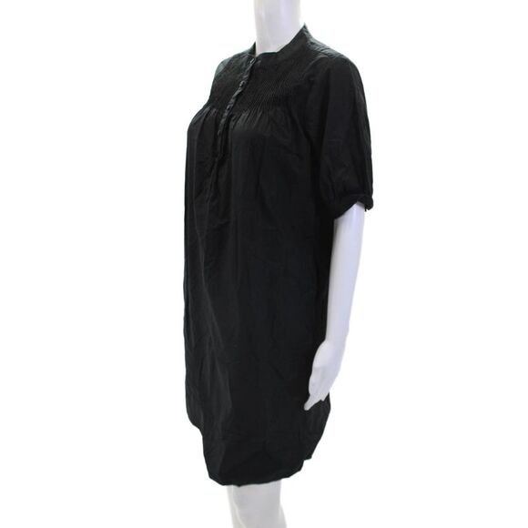 J Crew Womens Cotton Short Sleeve Button-Up Shirt Dress Black Size XS - Picture 2 of 5